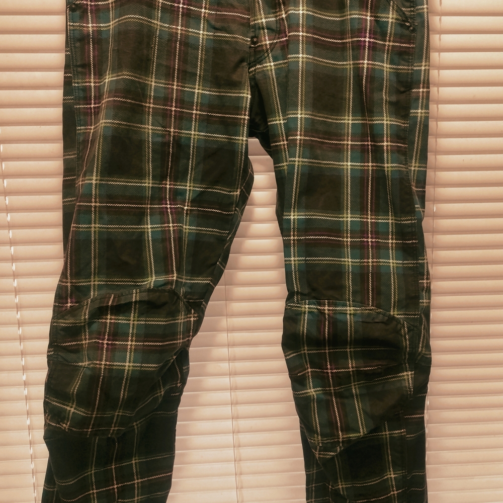 G-Star Men's Green and Black Plaid Cargo Pants